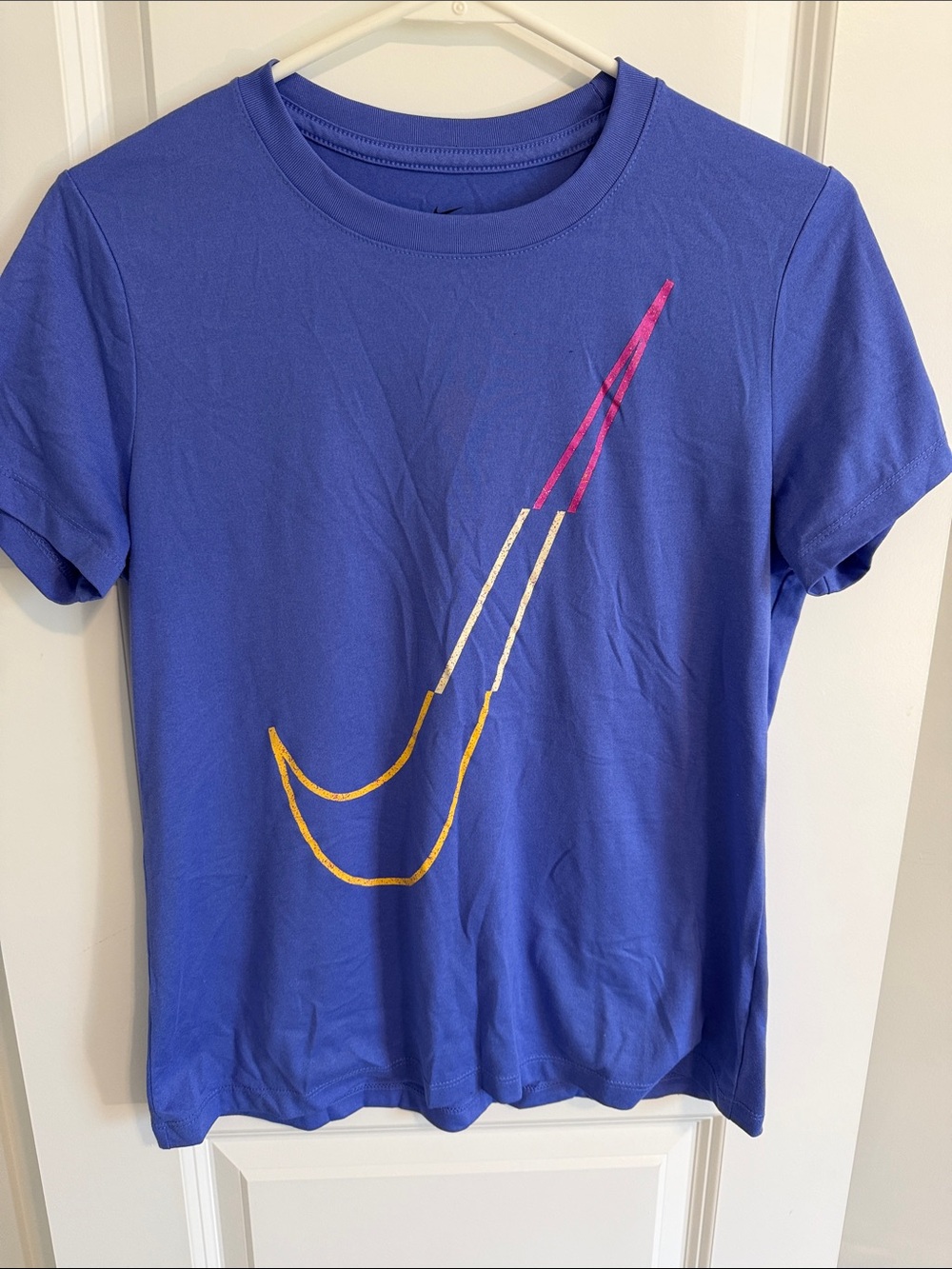 Women’s Nike Purple-Blue Short-Sleeve Tee with Multicolor Swoosh
